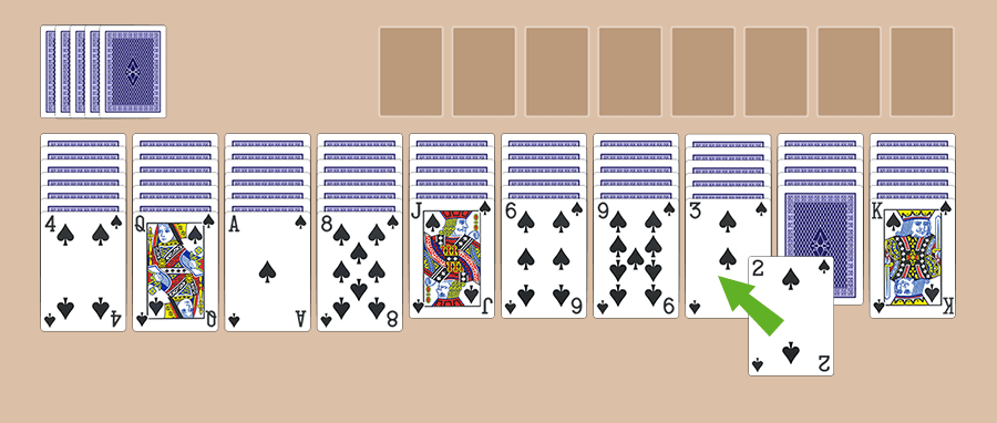 How to play and move cards in the Spider Solitaire game